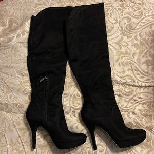 Guess Women’s Black Suede Above the Knee Stiletto Boot